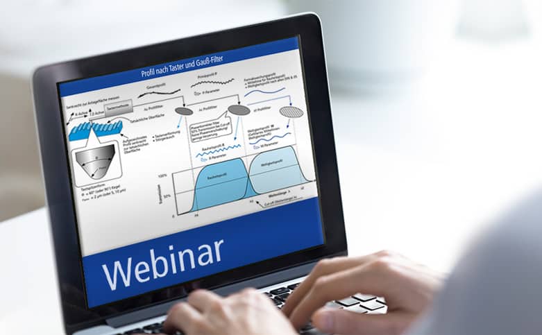 Animierter Bildschirm mit Webinar zur industriellen Messtechnik